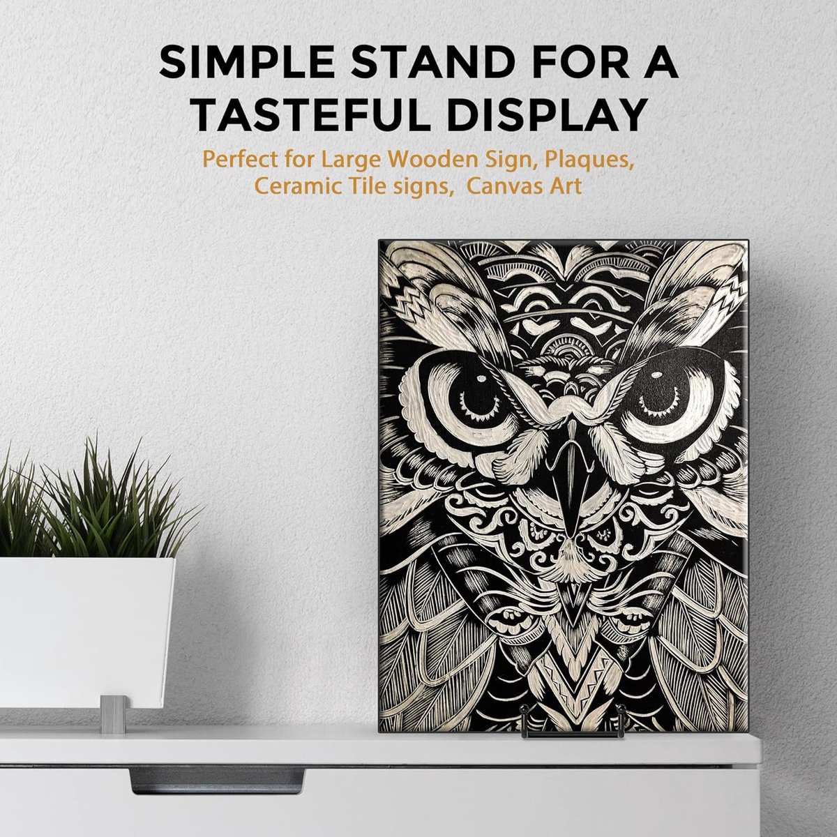 Plate stand - Photo frame stand - 18.5x10.5 cm (10 inch) - Holder - Decorative plates - Black - Display - Books - Hanger - Rack - Kitchen cabinet - Image 2