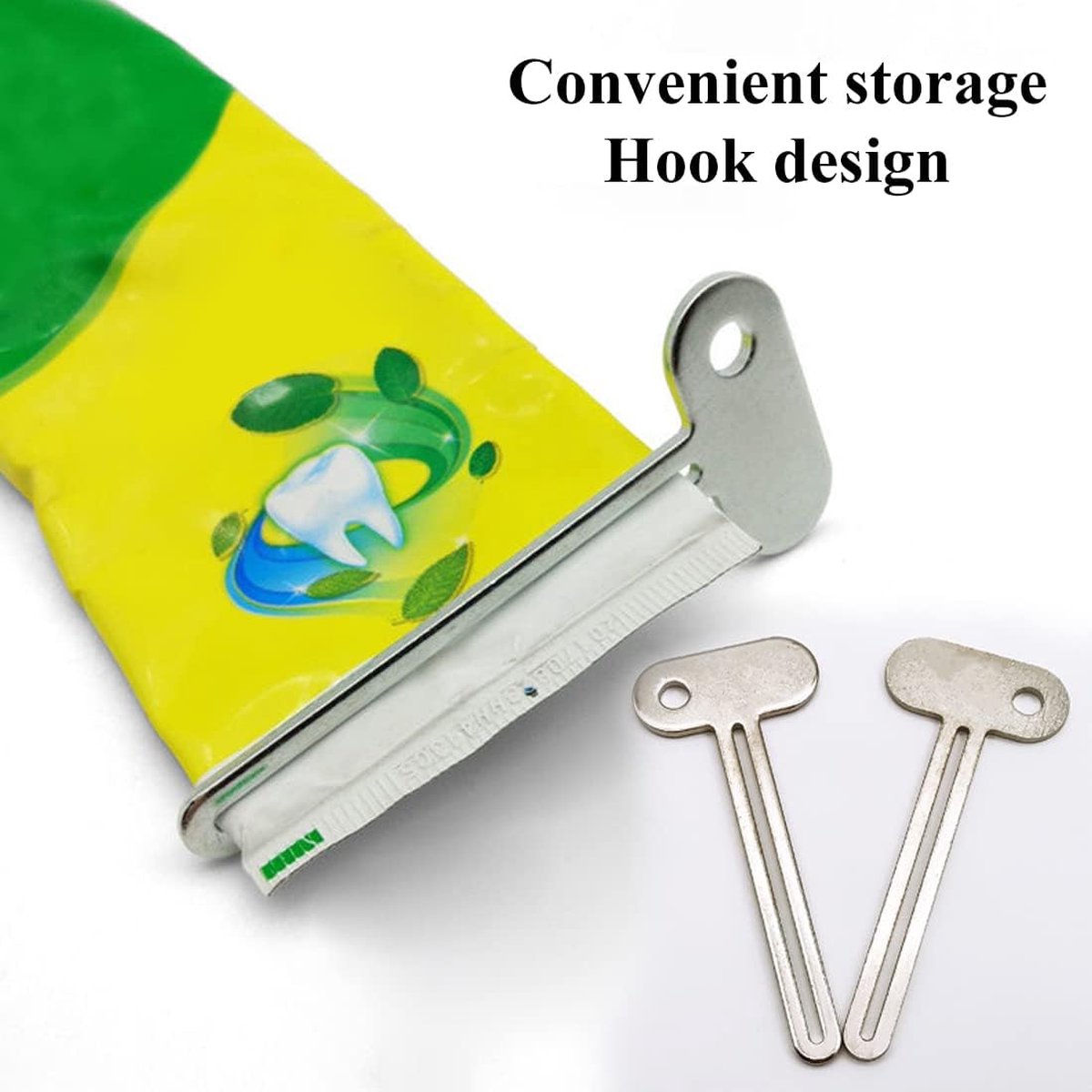 Toothpaste Squeezer - 4 pieces - Tube Squeezer - Stainless steel - silver - key-shaped - Environmentally friendly - Ergonomic design - Suitable for toothpaste, creams, gels - Image 2