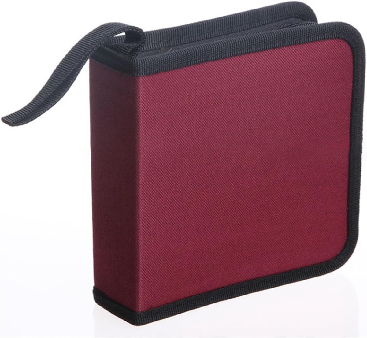 CD Case Storage Folder - DVD Case - Oxford Cloth - With Zipper - CD Bag - CD (Rom)/DVD Storage Case - CD/DVD Case Folder - CD/DVD Storage System - Suitable for 40 CDs or DVDs - 16*15.5*4.8cm - Red - Image 1