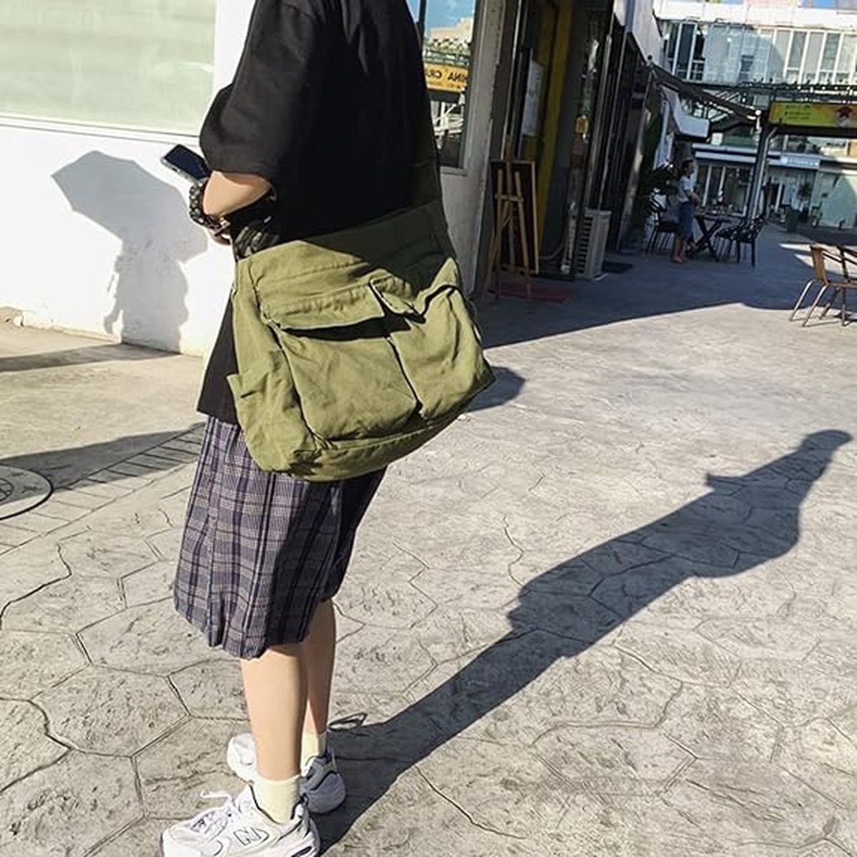 Canvas Shoulder Bag - Unisex Shoulder Bag - Shoulder Bag - Messenger Bag - Vintage - Green - 34*15*40cm - Canvas - Image 1