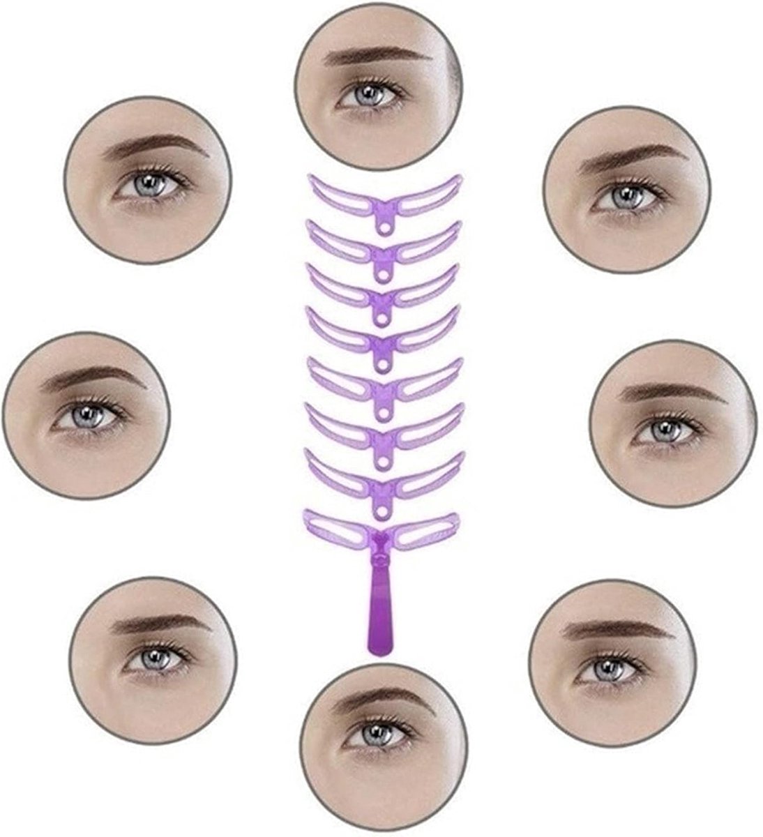 8 pieces - 8in1 Eyebrow stencil - eyebrow template - eyebrow stamp - make-up aid - purple - plastic - Practical - Image 1