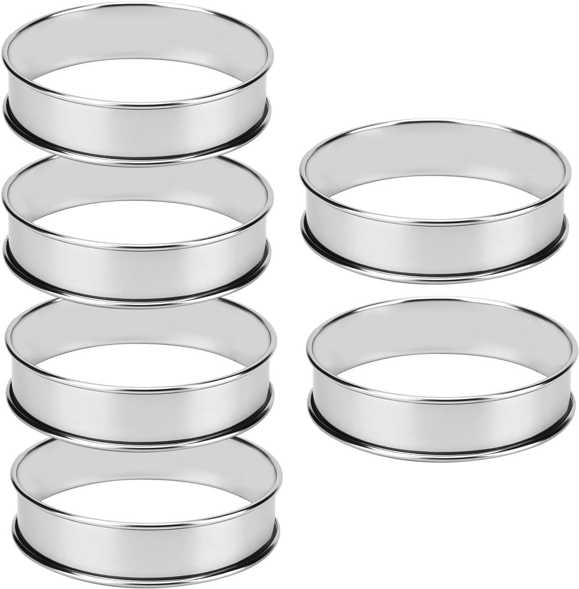 Dessert tin set - 6 pieces - stainless steel - diameter 10 cm - Cake rings - Sparkling - Round dessert ring - Image 1