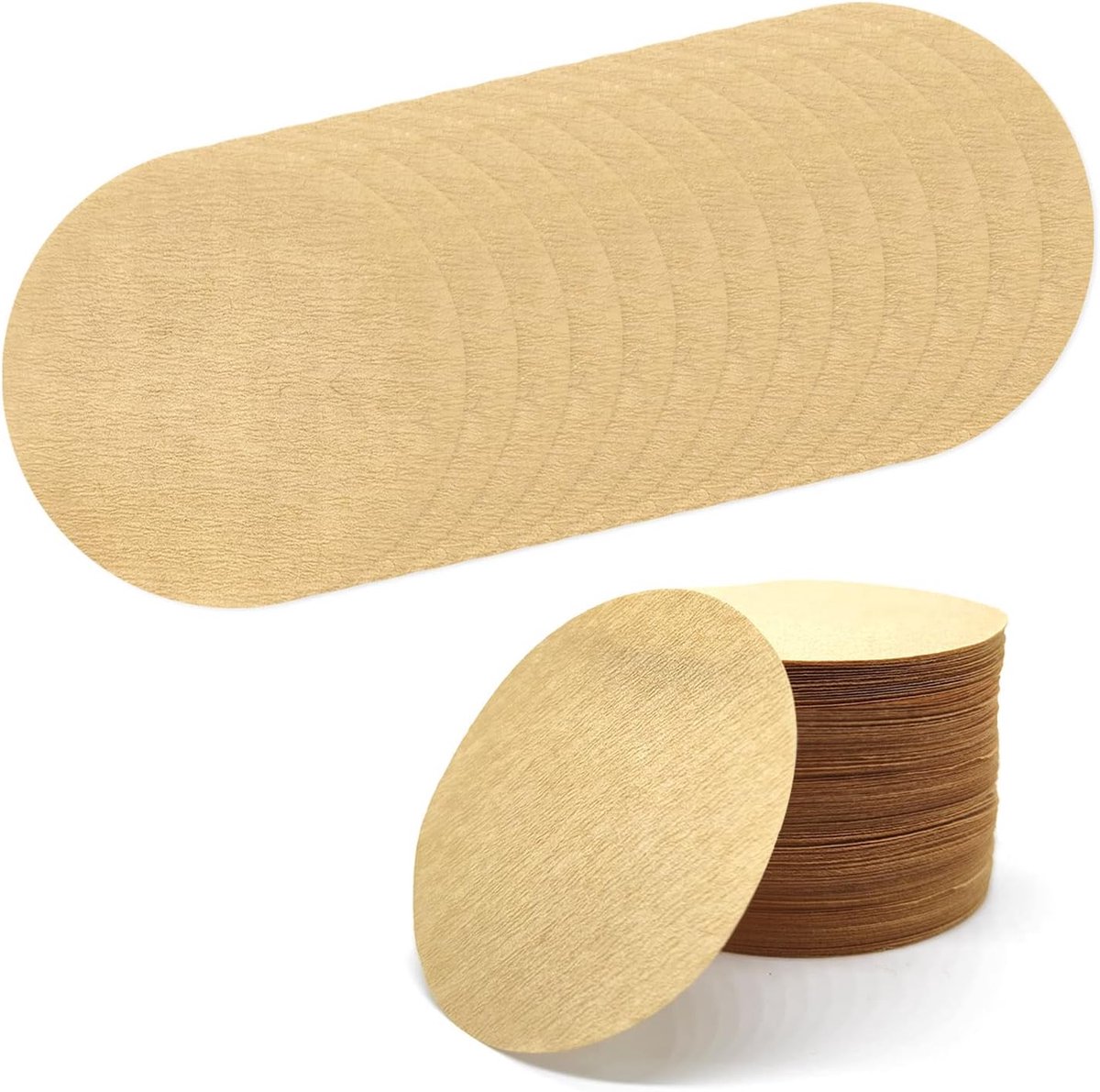 Coffee Filter Paper - 400 Pieces - Coffee Filters - Paper - Wood Fiber - Filters - Round - Replacement Micropaper Filters - Barista Tools - For Coffee and Espresso Machines - 58mm - Khaki - Image 1
