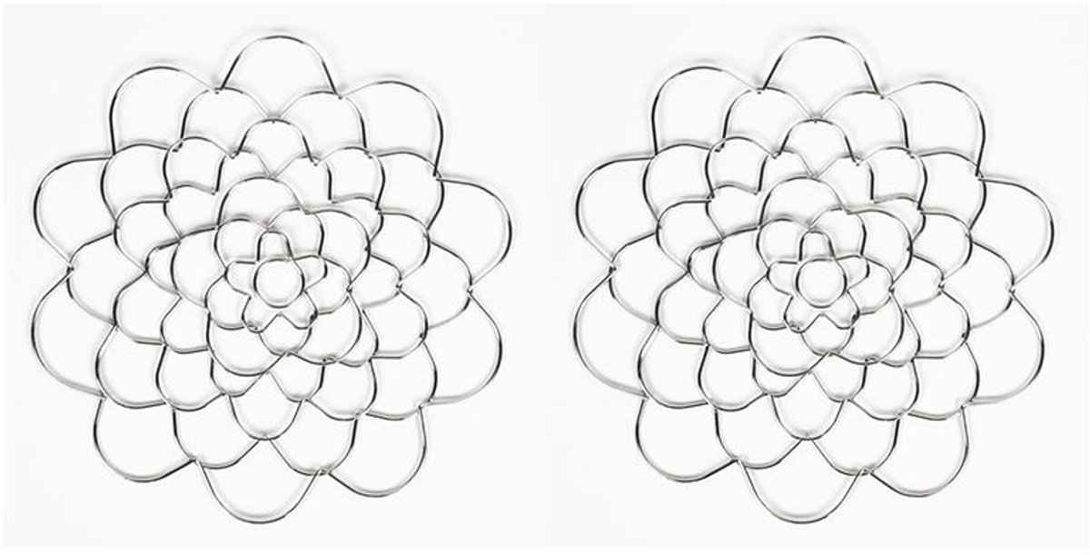 Flower Arrangement Holder Set - 2 Pieces - Flower Stand - Stainless Steel - Metal Wire Flower Arranger - Reusable - Flower Arranging Tool - Flower Grid Organizer - Suitable for Vases, Flower Stems and Bouquets - 15cm - Silver - Image 1