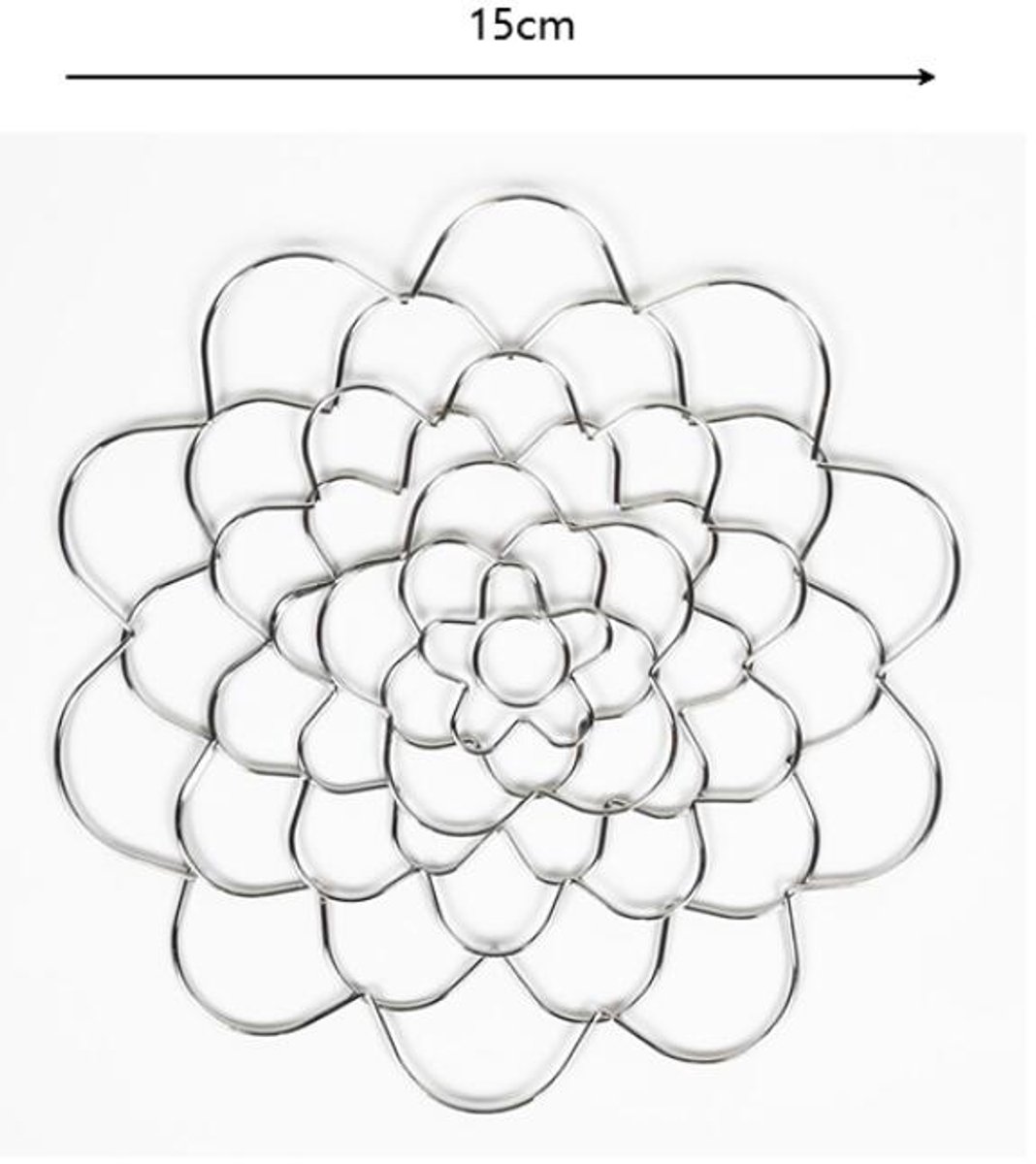 Flower Arrangement Holder Set - 2 Pieces - Flower Stand - Stainless Steel - Metal Wire Flower Arranger - Reusable - Flower Arranging Tool - Flower Grid Organizer - Suitable for Vases, Flower Stems and Bouquets - 15cm - Silver - Image 5