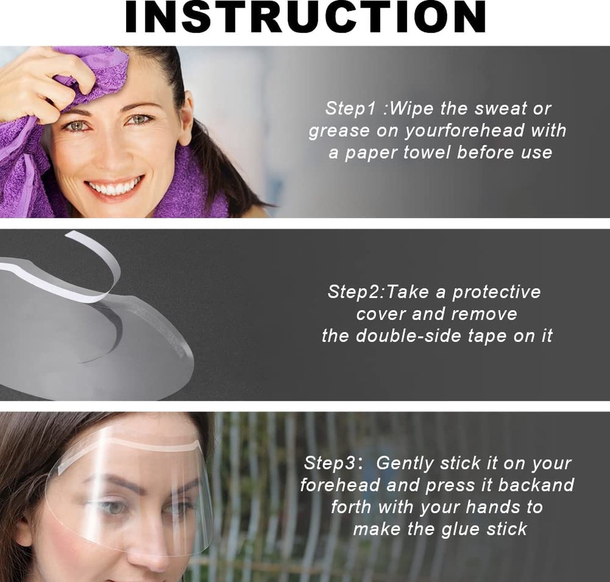 30 pieces - Face shield - Face shield - Splash shield - Face mask - safety mask - Face shield - Transparent - Hair No in eyes - For salon supplies, eyelash extensions - Image 2