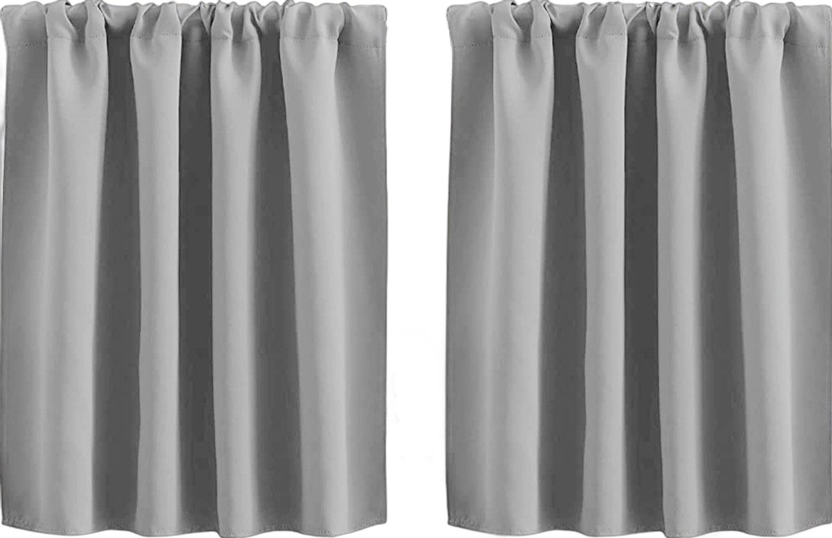 2 pieces - Curtain - Small window curtains - for bedroom kitchen cupboard child basement camper curtains - 76*60cm - Light gray - Blackout curtain - Polyester - Image 1