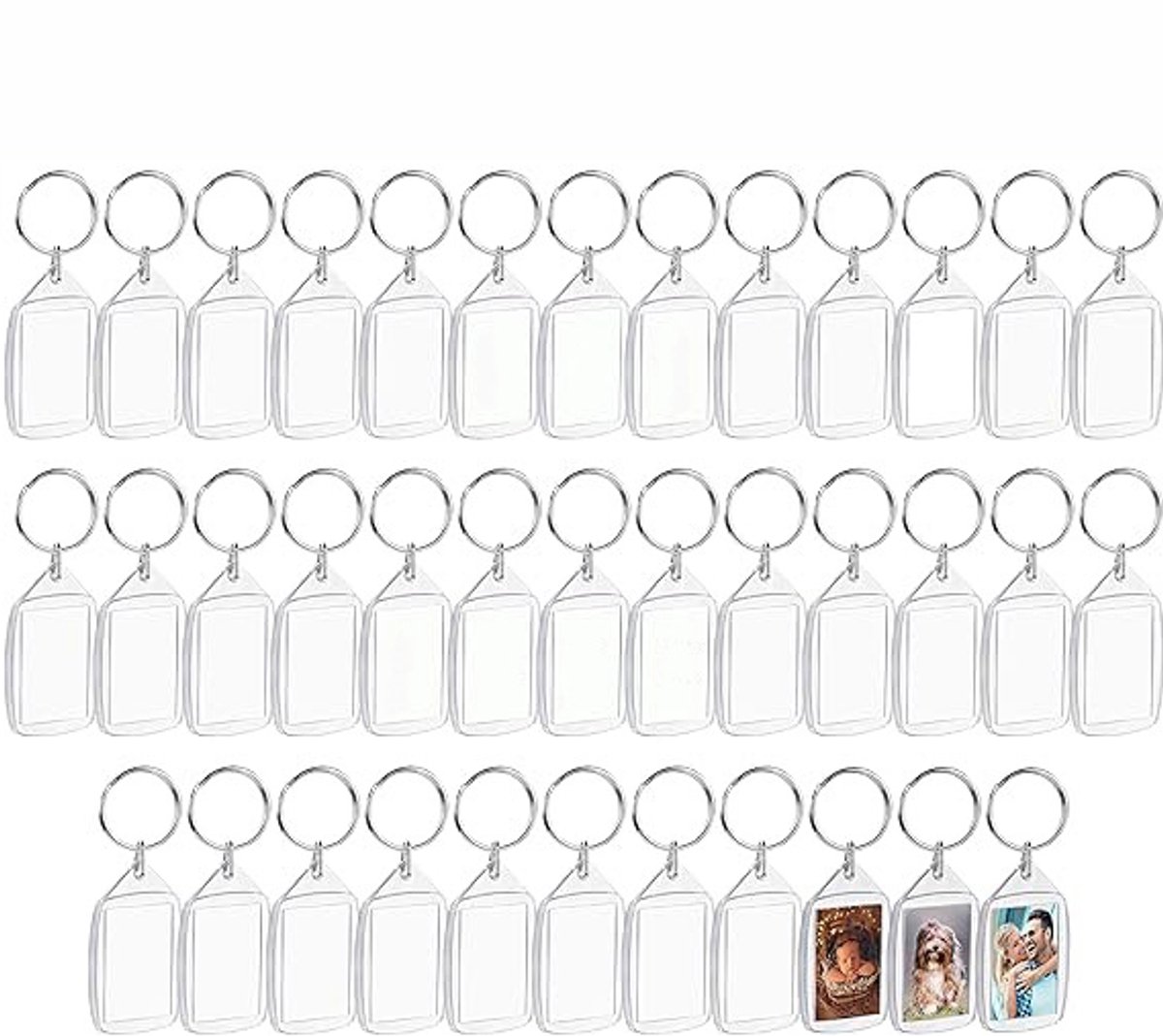 Empty Photo Frame Key Hangers - 37 Pieces - 3.4 x 5.4cm - Transparent Clear Acrylic Key Hangers for Double-Sided Photos - Small Picture Frames for Family, Friends & Hobbies - Image 1