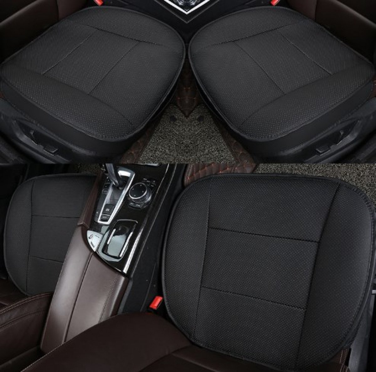 Seat cushion - Car seat cushion - Car cushions - for car - PU leather - Comfortable - Chair cushion - half pack - black - 52*50*1cm - Image 3