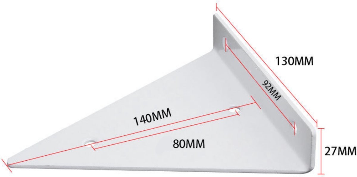 Wall shelf brackets - 4 pieces - shelf brackets - brackets - iron - white - 140 x 130 x 27 mm - multifunctional - wall mounted - heavy - invisible - for wall mounting hidden wooden shelf - Image 2