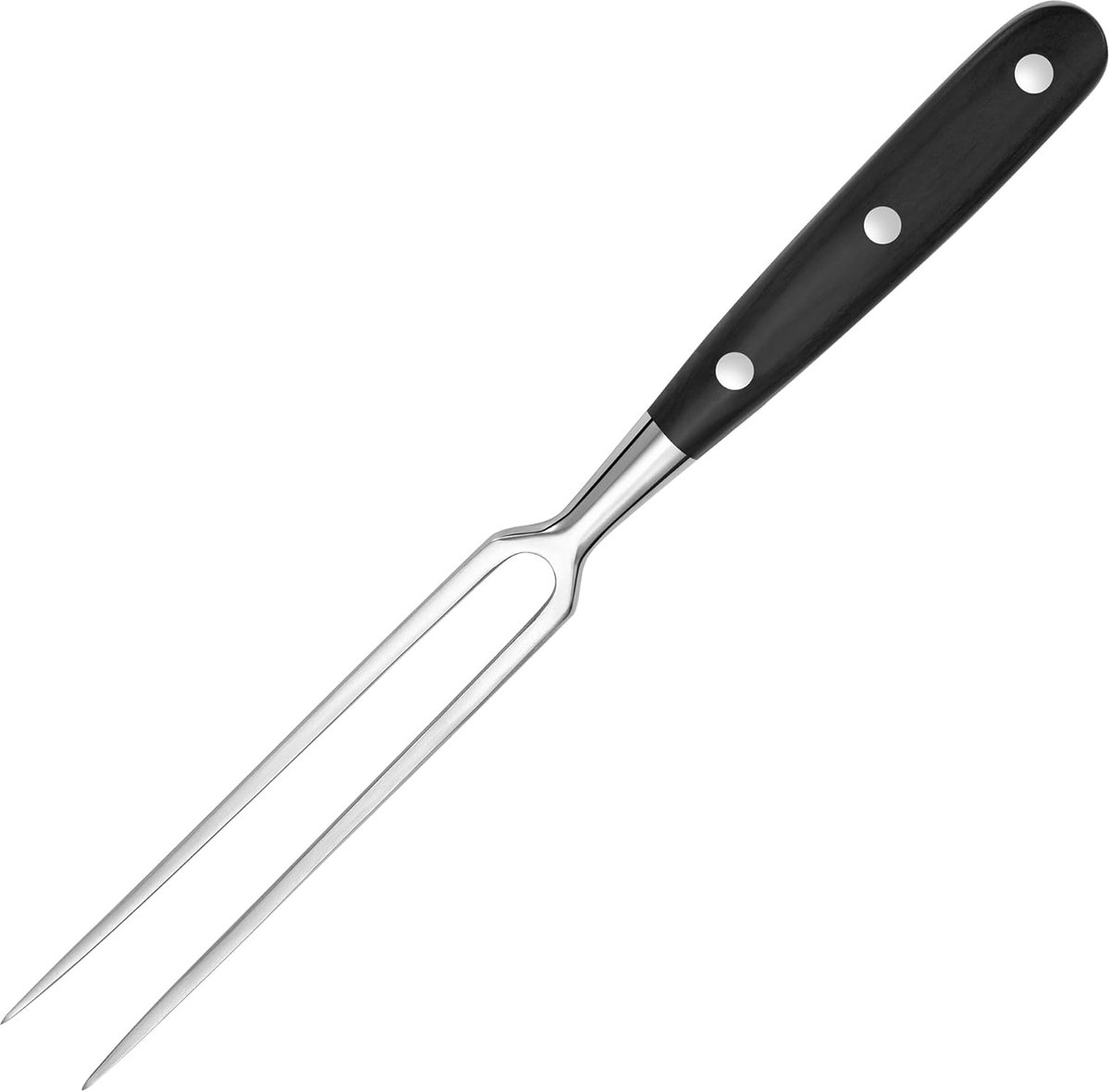 Waffle Fork - Meat Fork - Stainless Steel - With Handle - Serving Fork - Carving Fork - Waffle Iron Accessory - Cookware - Kitchen Utensils - For Grill Kitchen Turkey Roast Dinner - 30 cm - Black - Image 1