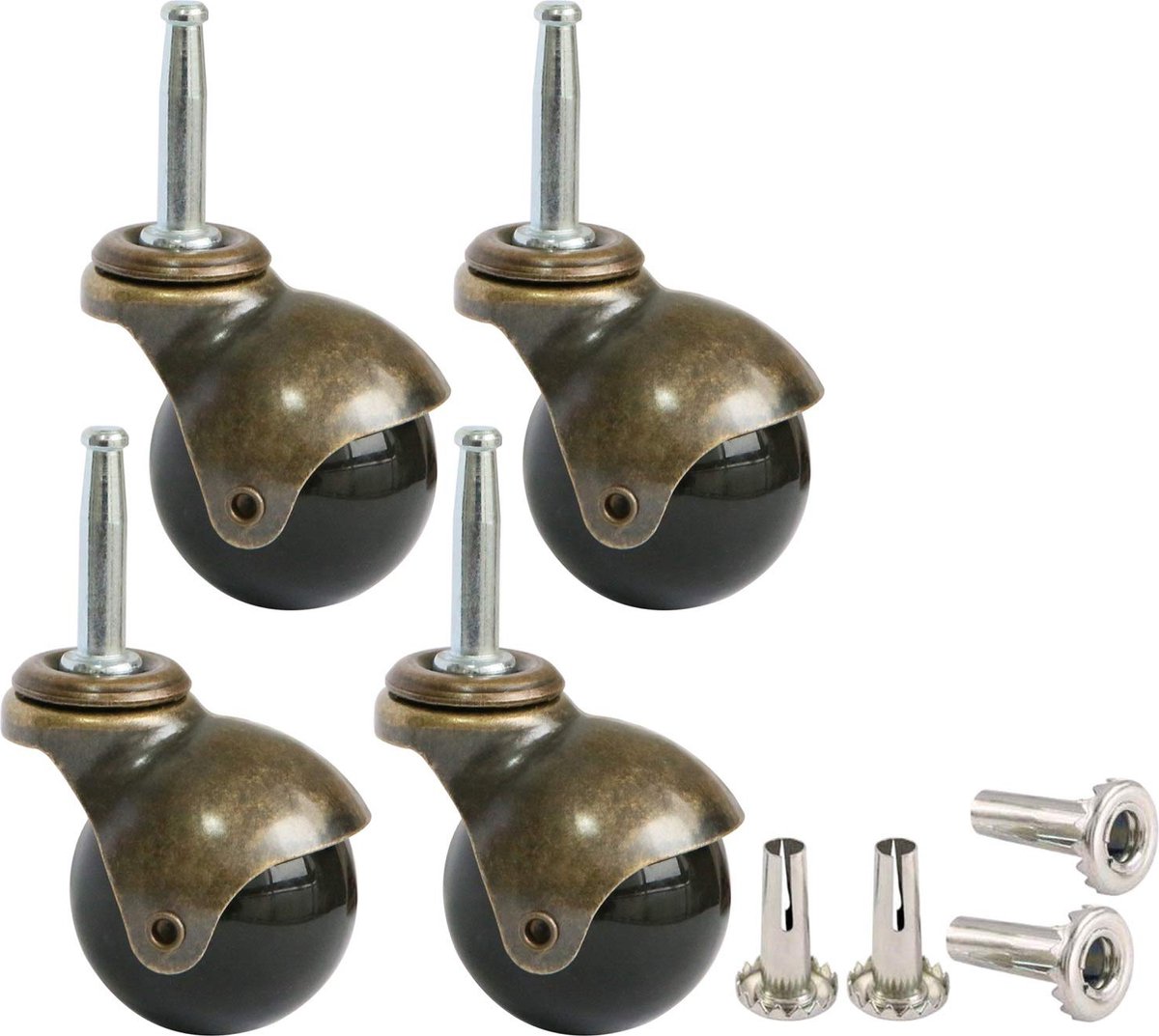 Set of 4 Furniture castors - transport castors - 50mm - Swivel castor - 30kg Load capacity - Height 64mm - Image 1