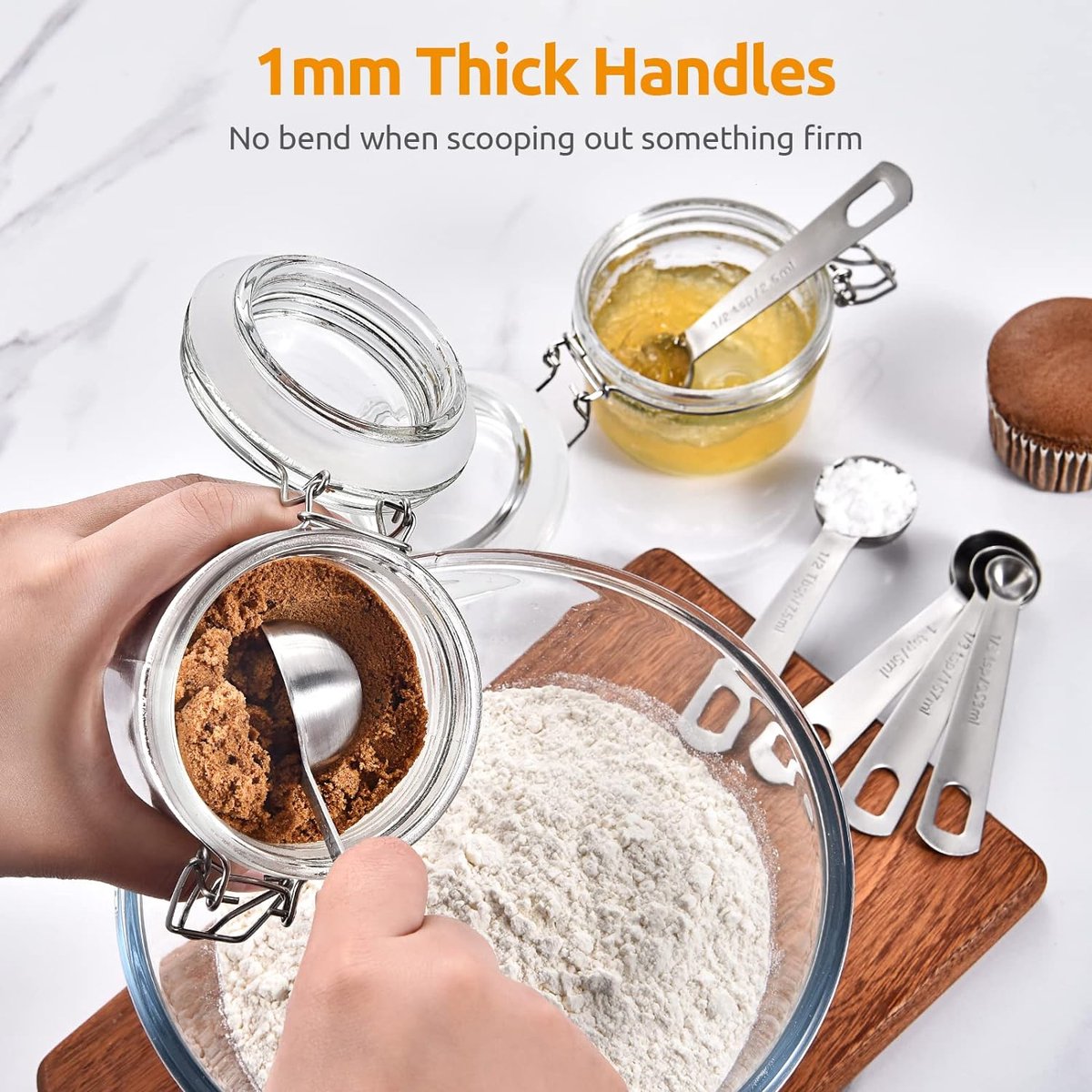 Measuring Spoons Set - 9 Pieces - Measuring Spoons Cups - BPA Free - Measuring Spoons - Measuring Spoons - Gram & ML Weighing - Measuring Spoons - Measuring Cups Spoons - Measuring Spoons - Stainless Steel - Silver - 15ml / 7.5ml / 5ml / 3.75ml / 2.5ml / - Image 4
