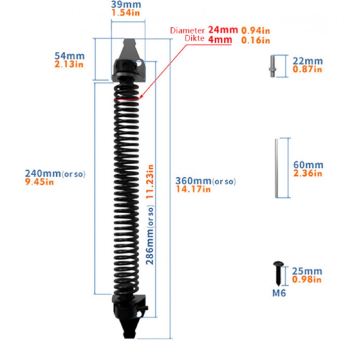 Door closers - Door spring - Gate spring - Gate spring - 36cm - Outdoor door closer - Gate latches - Garden gate spring - Black - Carbon steel - For wooden fences door - Image 7