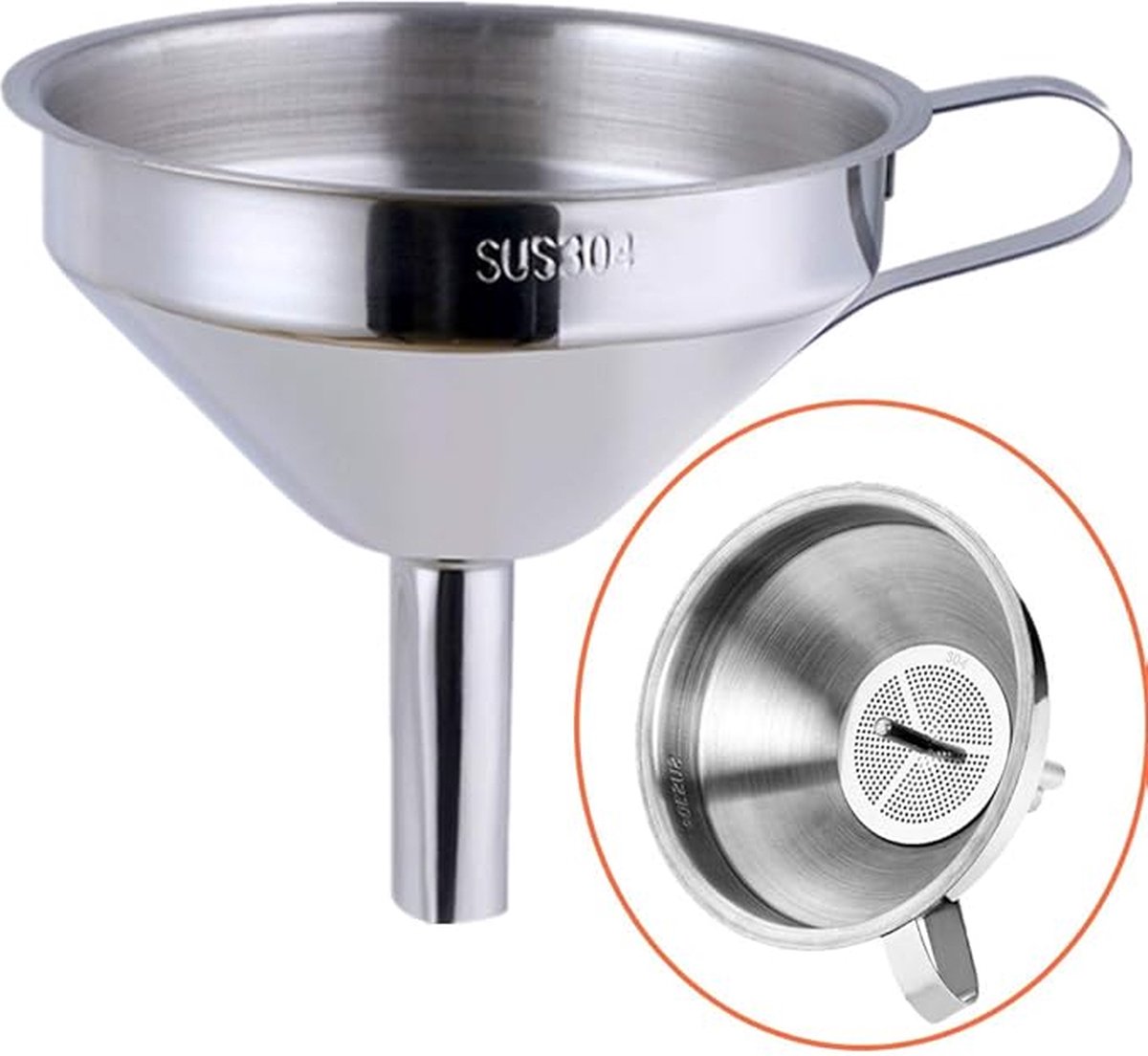 Funnel - Kitchen Funnels - Metal Filling Funnel - Filling Funnel - High Quality Funnel - Stainless Steel - Ø15 cm - Silver - Image 1