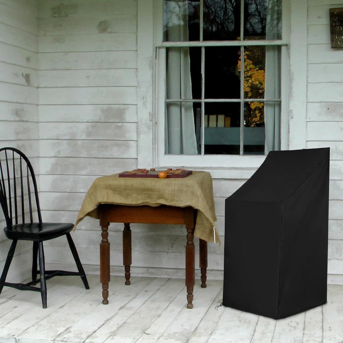 Garden Chair Cover - Waterproof Protective Cover for Garden Furniture - Protective Cover for Garden Chairs - Cover Suitable for Stackable Chairs - 89*89*120/89cm - Black - 210D Oxford Cloth - Waterproof - Durable - Garden Furniture Covers - Garden Furnitu - Image 5