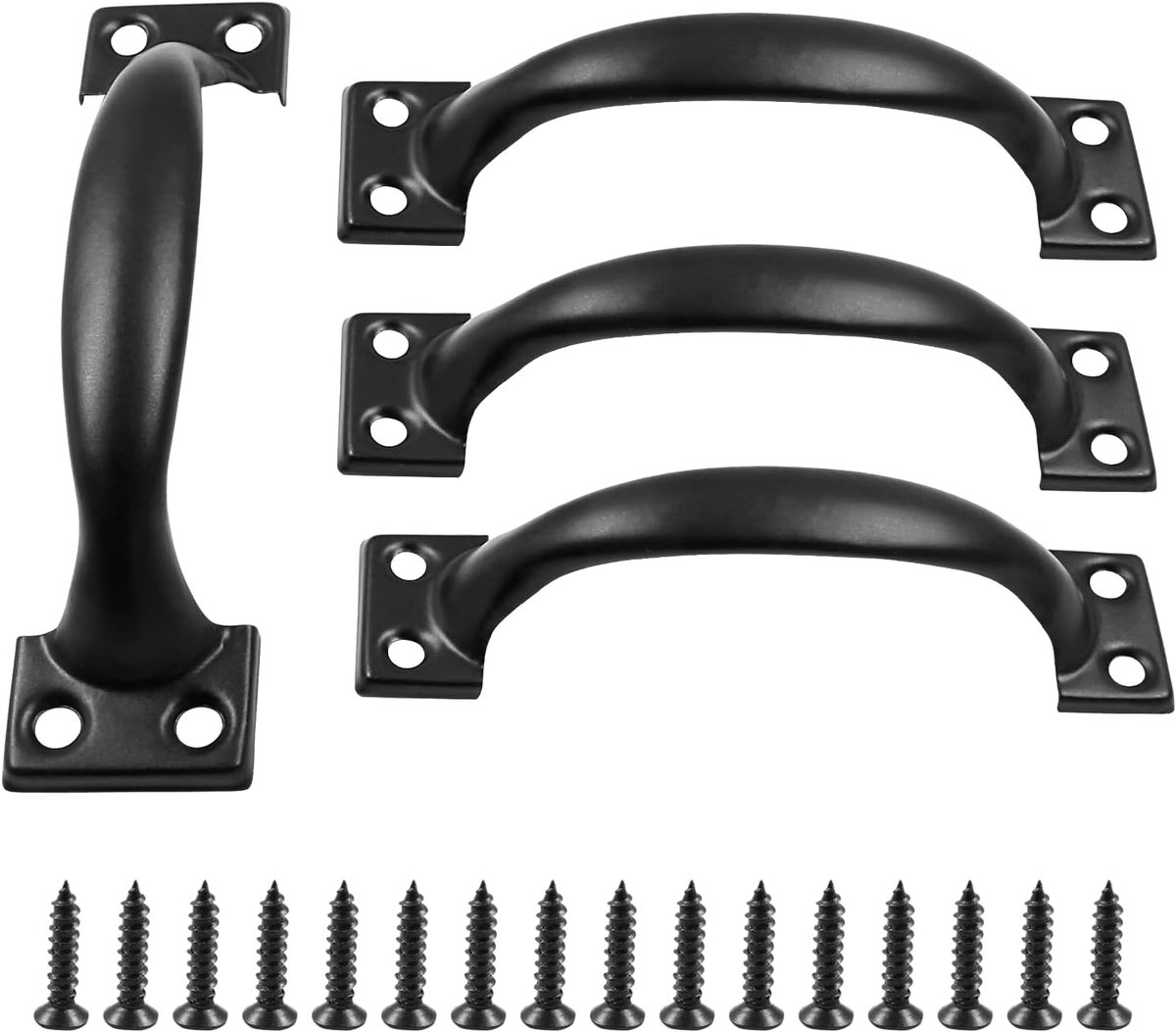 Handle - Door Handle - 121 MM - Pack of 4 - Curved Handle - Drawer Handles - Kitchen Cabinet Handles - Door Handles - Cabinet Handle - Furniture Hardware - Kitchen Handle - Black - Iron - 13.8*3.2 cm - Image 1