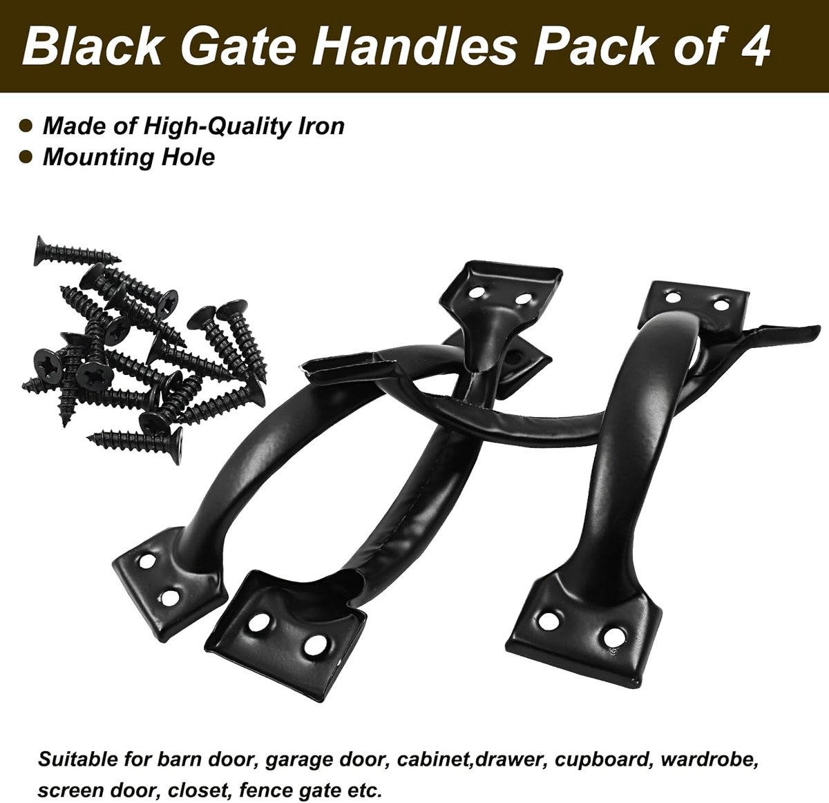Handle - Door Handle - 121 MM - Pack of 4 - Curved Handle - Drawer Handles - Kitchen Cabinet Handles - Door Handles - Cabinet Handle - Furniture Hardware - Kitchen Handle - Black - Iron - 13.8*3.2 cm - Image 4
