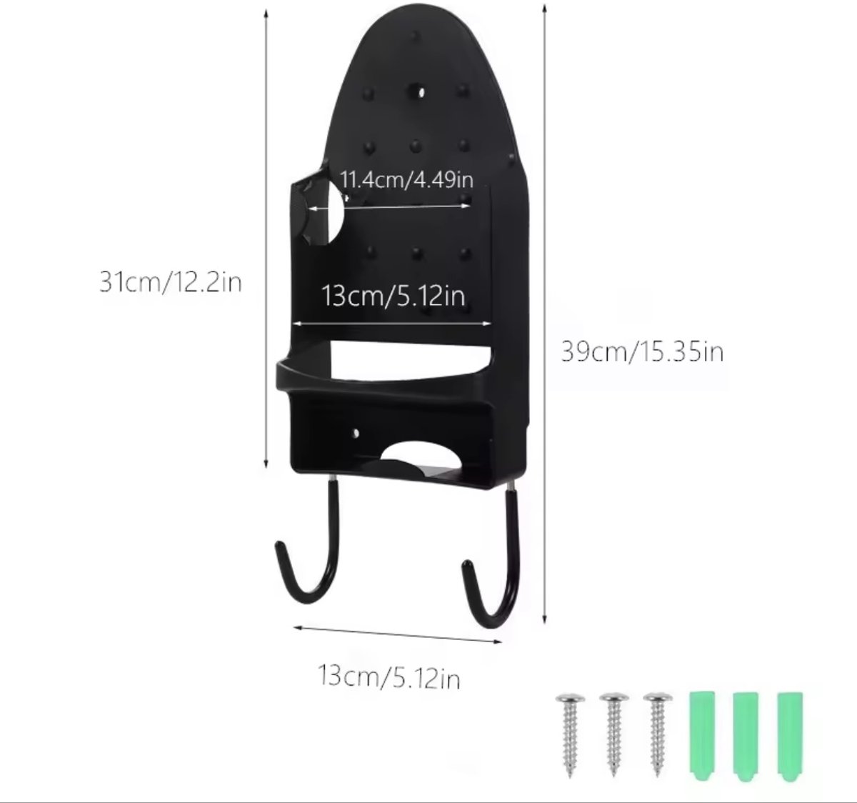 Ironing board holder - Hanging system for your ironing board AND iron - simple ironing board holder - black - plastic - Ironing board holder - Wall-mounted ironing board holder - Image 1