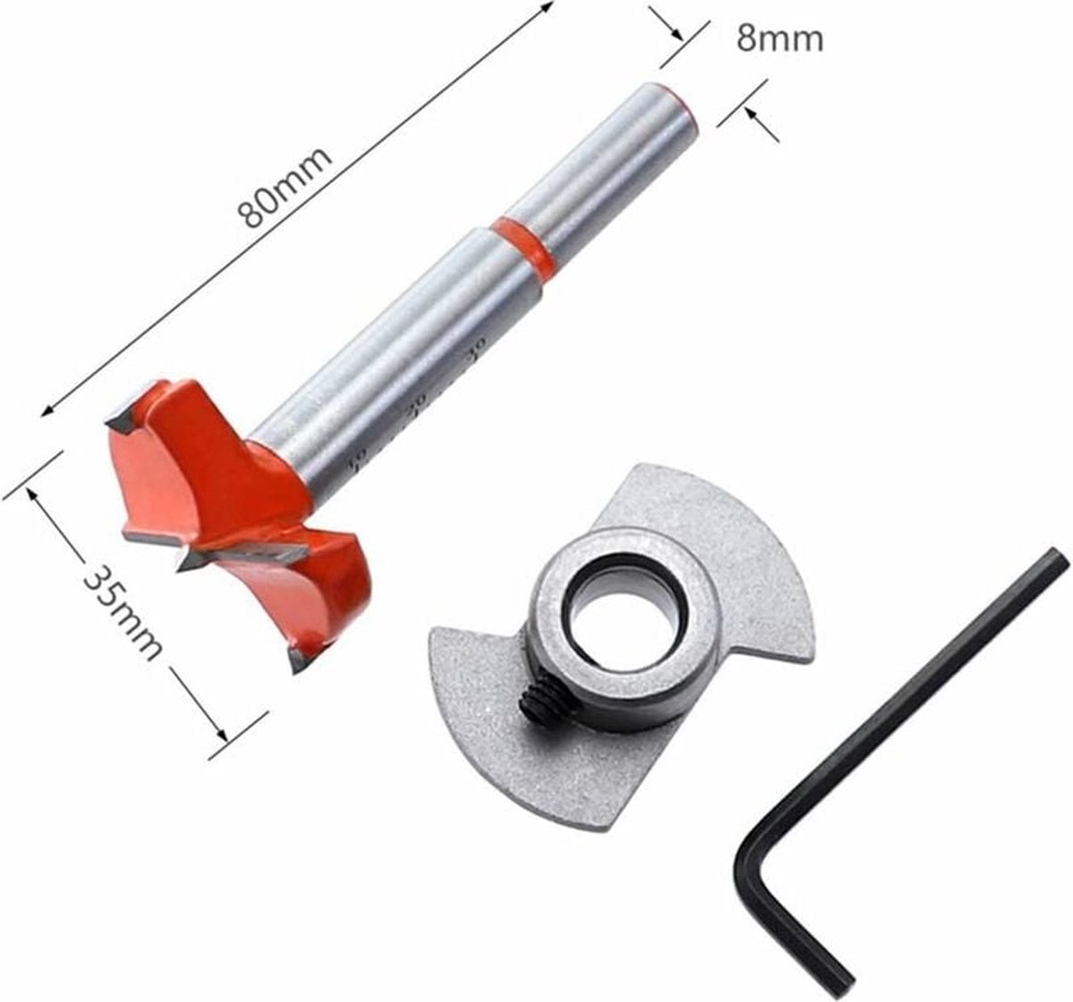 Drill guide - hinge gauge - Drill bit accessories - for 35mm hinge holes - 77*66mm - PP, TPR, carbon steel - blue - for carpentry, cabinet hinges and mounting plates - Image 3