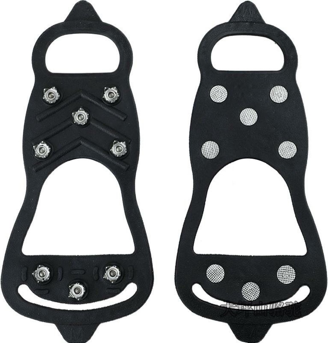 1 pair - Anti-slip spikes for under shoes - Size 41-46 - anti-slip gripper spikes claw - Snow shoes - black - Silicone - Image 1