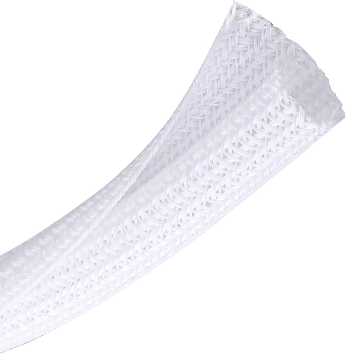 Cable Sleeve - 2m - Diameter 19MM - Cable Management - Braided Cable Sheathing - Cable Protector - Stretchable - Cuttable - PET - White - For TV / Computer / Home Theater / Engine Compartment - Image 1