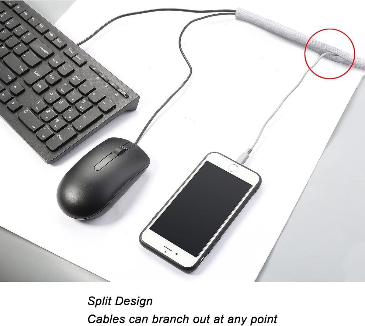 Cable Sleeve - 2m - Diameter 19MM - Cable Management - Braided Cable Sheathing - Cable Protector - Stretchable - Cuttable - PET - White - For TV / Computer / Home Theater / Engine Compartment - Image 6