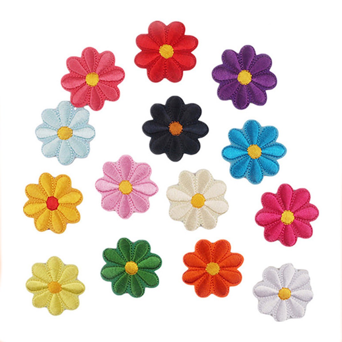 14 Pieces Iron-On Patches - Iron-On Embroidered Patches - Embellishment For Clothes - Clothing Patches - DIY Accessories - Cute Sewing Appliques - Sew On Embroidered Applique Sewing Patches - For Jackets, Hats, Backpacks, Jeans - 4*4cm - Image 1