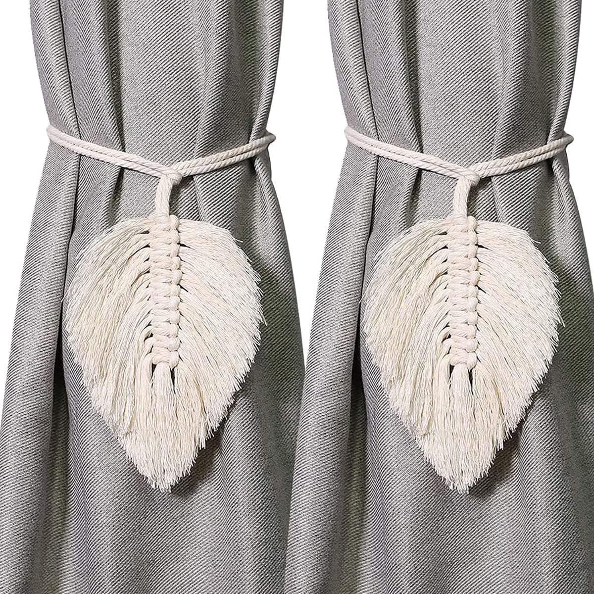 Curtain Holder - 2 Pieces - Curtain Tie Back - Curtain Tie Rope - Curtain Tie Back Hook - Curtain Ties - Beige - 116 cm Long - Image 1