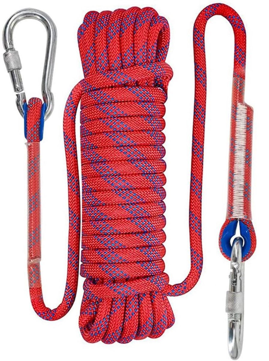 Rope - 10 Meters - 10mm Thickness - Includes Carabiner - Sturdy Climbing Rope for Magnet Fishing - Red - Escape Fire Rescue Rope - Climbing Rope - Image 1