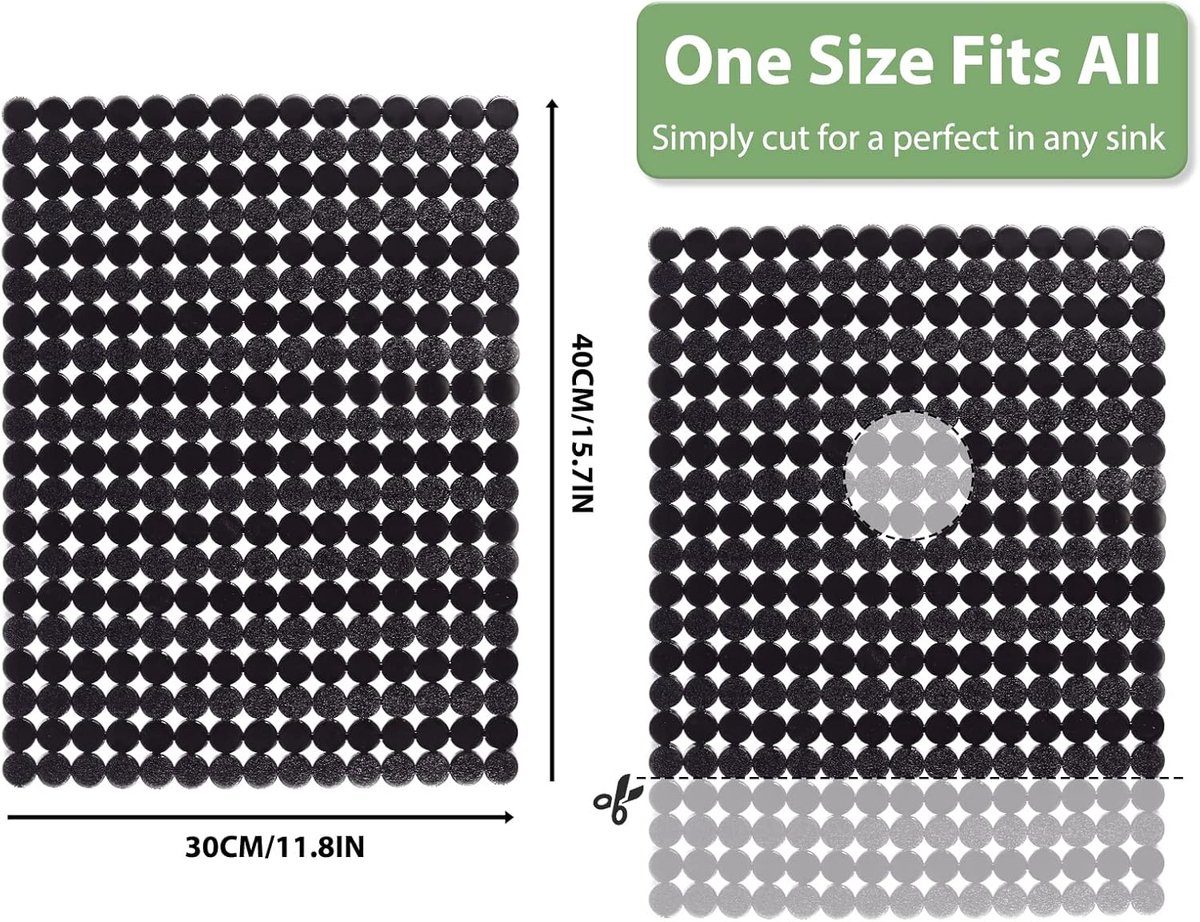 Sink mat - 2 pieces - 30x40cm - Sink insert - Rectangular - Dot design - Sink protection - Black - PVC - Sink mat - Sink mat - Washbasin mat - Image 2