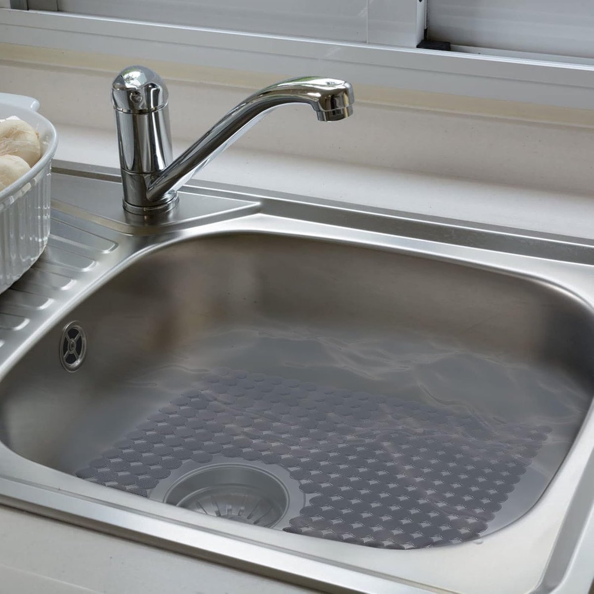 Sink mat - 2 pieces - 30x40cm - Sink insert - Rectangular - Dot design - Sink protection - Black - PVC - Sink mat - Sink mat - Washbasin mat - Image 4