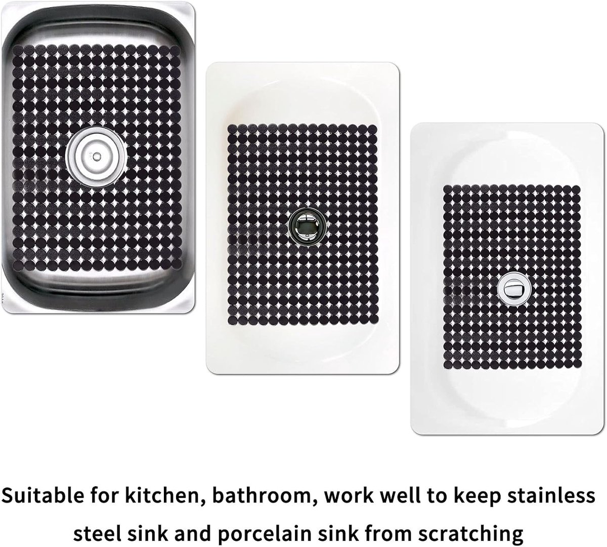 Sink mat - 2 pieces - 30x40cm - Sink insert - Rectangular - Dot design - Sink protection - Black - PVC - Sink mat - Sink mat - Washbasin mat - Image 6