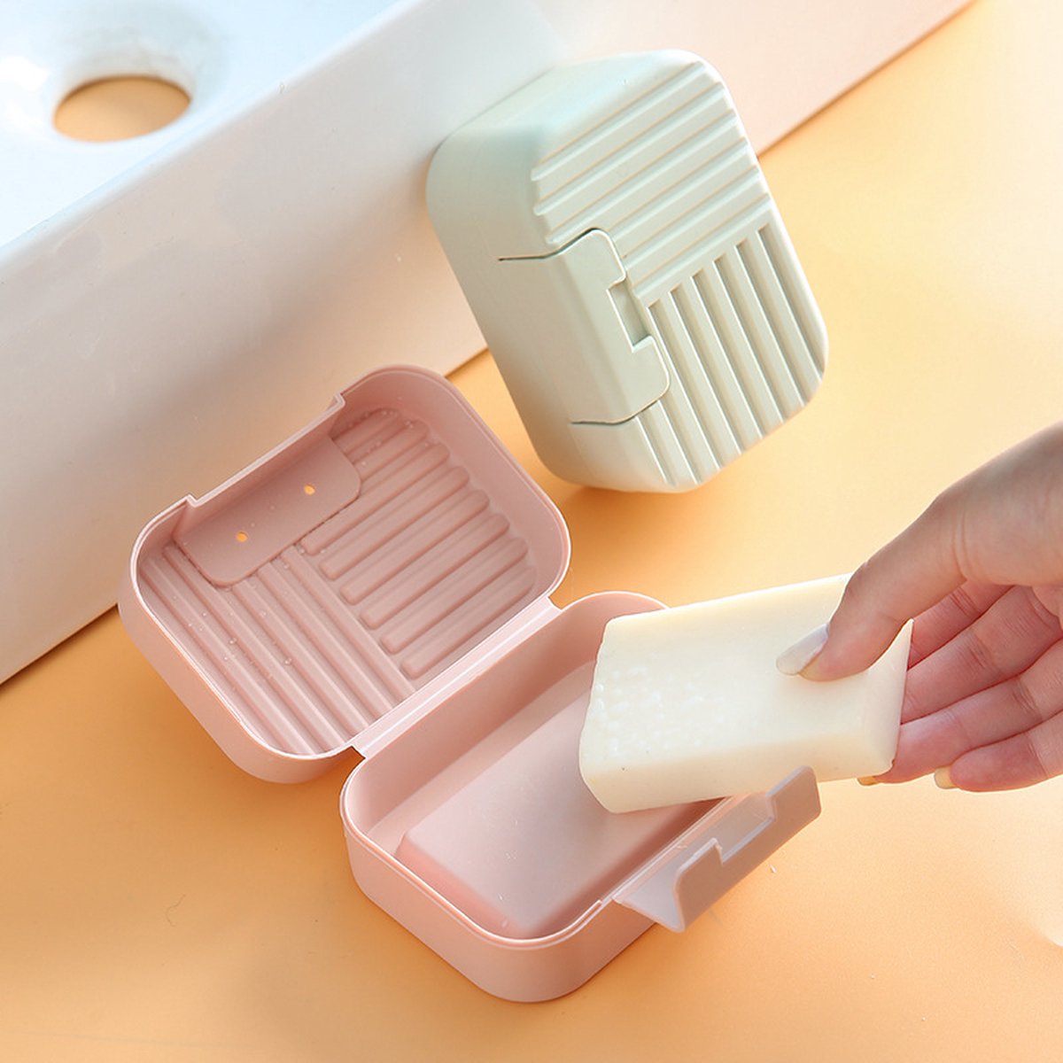 Soap Dish - Soap Holders - Soap Box - Portable Bar Soap Case - Soap Box Travel - Bathroom Accessories - PP - 11*7.5*5cm - green - Image 2
