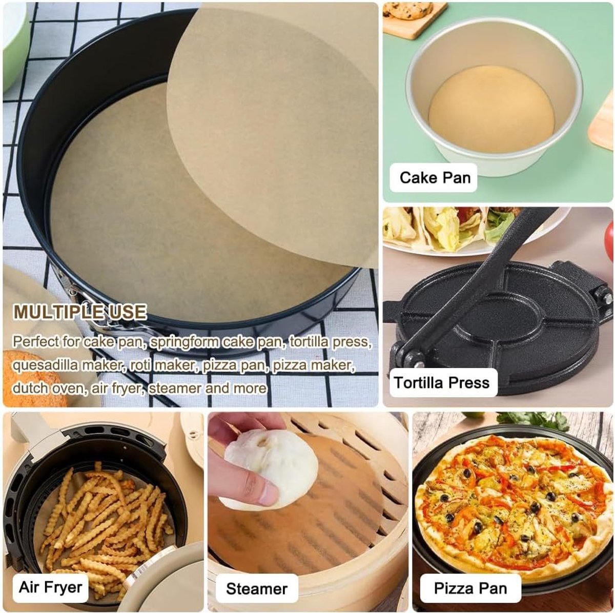 Baking paper - 100 pieces - 30 cm - Round - Parchment paper - for baking cookies, bread, meat, pizza, air fryer - Image 2