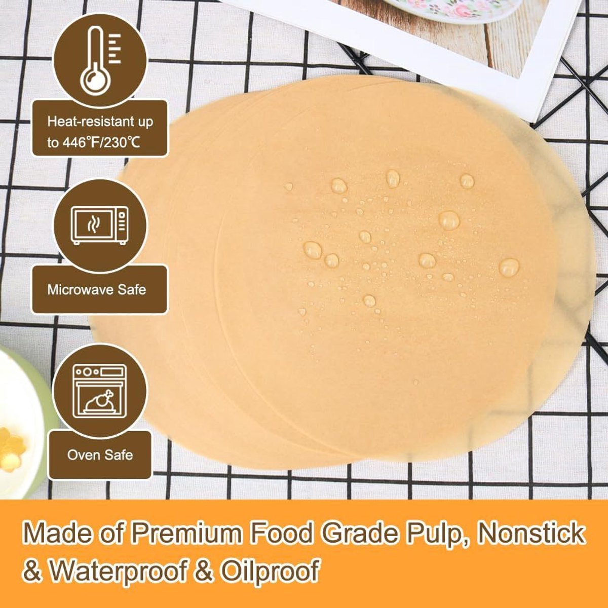Baking paper - 100 pieces - 30 cm - Round - Parchment paper - for baking cookies, bread, meat, pizza, air fryer - Image 3