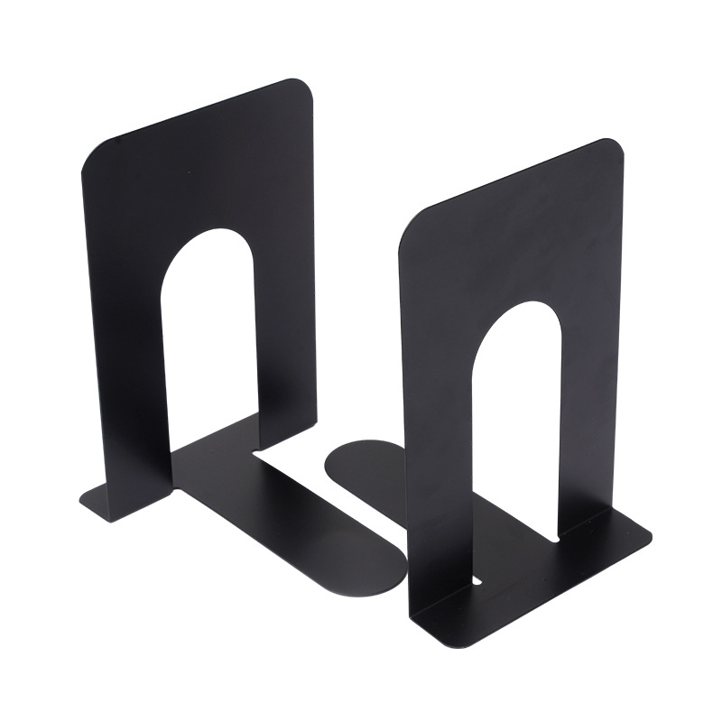 Bookends - Metal - Iron bookshelves - To be used for supporting books and organizing your desk - 13 × 15 × 16.5 cm - Black - Image 1