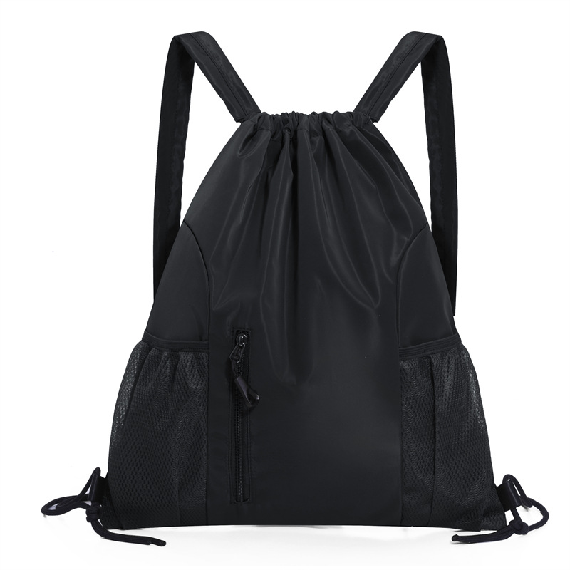 One-piece backpack - Drawstring backpack - Large capacity - Lightweight - Separate compartments for wet and dry items, sports backpack - Suitable for travel and fitness - Black - Image 1