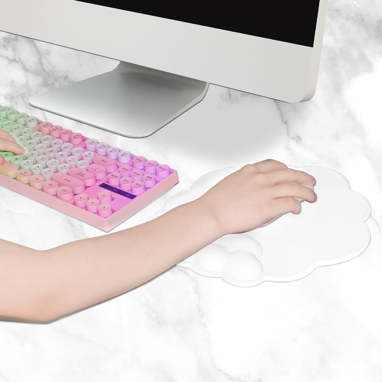 Mouse pad - Mouse pad with wrist rest - Ergonomic mouse pad - Mouse pad with leather surface, suitable for computers, laptops, office, home and travel, with non-slip bottom - Image 3