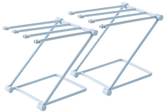 Kitchen towel rack - space-saving - foldable rack - with 4 supports, corrosion-resistant, suitable for storing dishcloths, cups and baby bottles - PP material (blue) - Image 1
