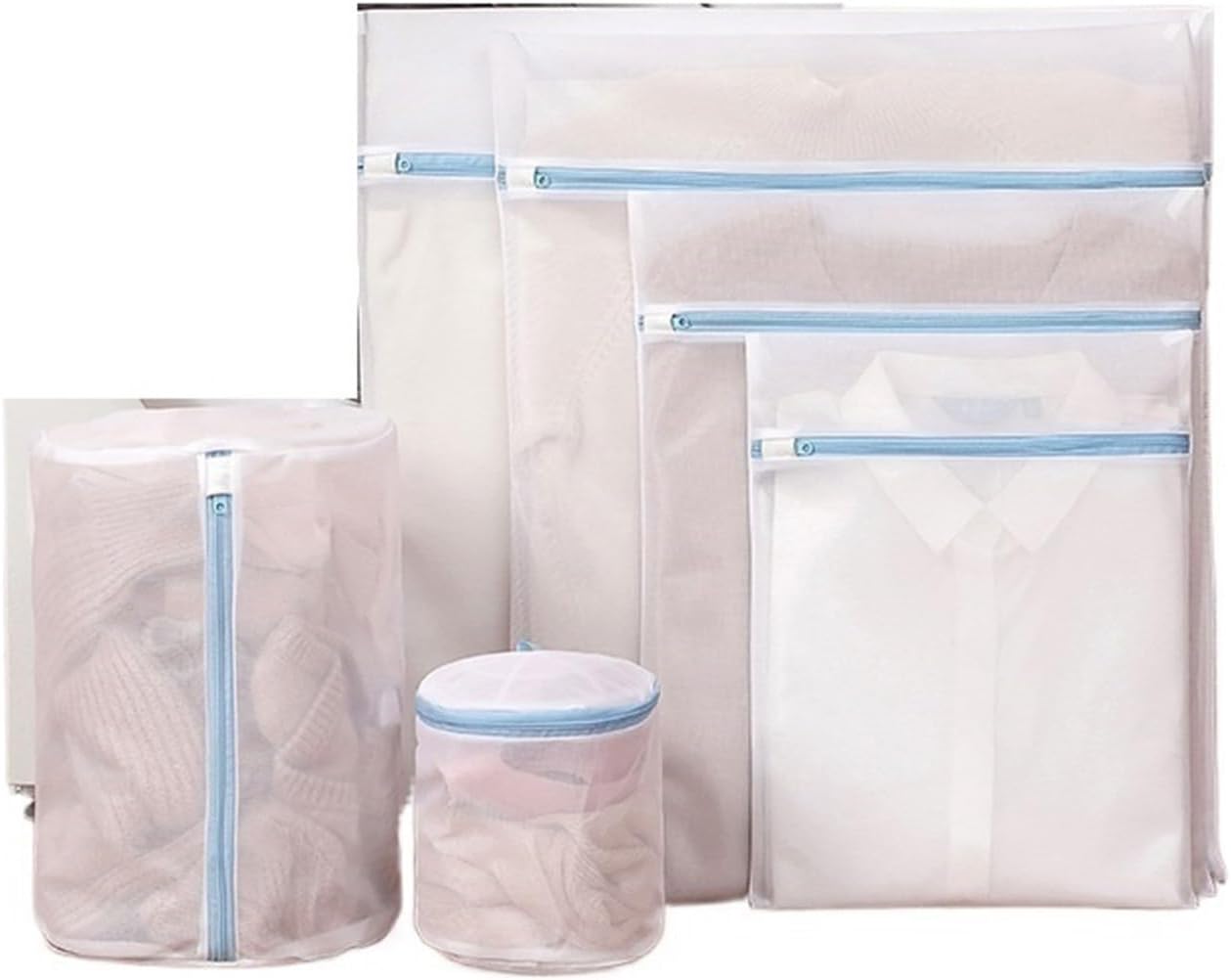 Laundry Bag - Blue Laundry Bags with Zipper - Fine Mesh Storage Bags - Protect Your Laundry and Washing Machine - Laundry Bags for Washing Bras, Underwear, Socks, Baby Clothes, Travel and Storage - Set of 6 - Image 1