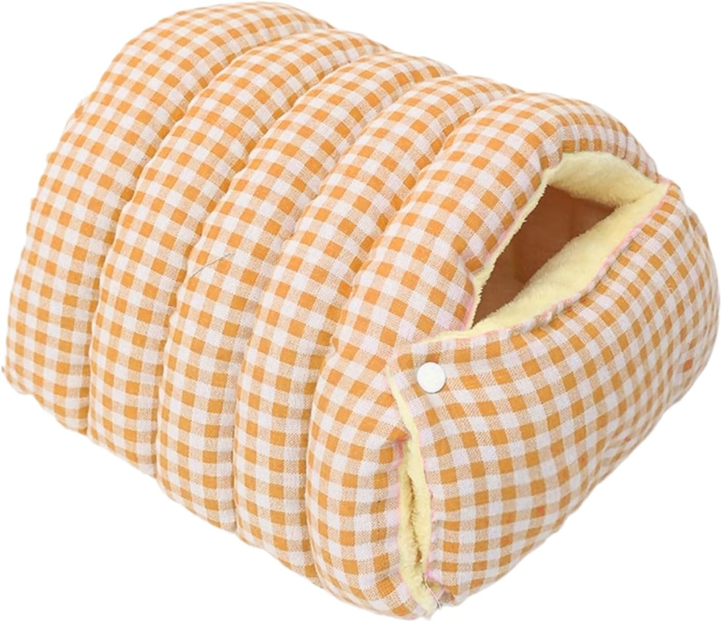 Cat House - Cat Basket - Plush and Warm - Removable and Washable - Closed Cat Bed for Winter - Suitable for Indoor and Outdoor Use in Winter, Camping, Travel, Bedroom, Living Room and Apartment - Orange and White Checkered Pattern - Image 1
