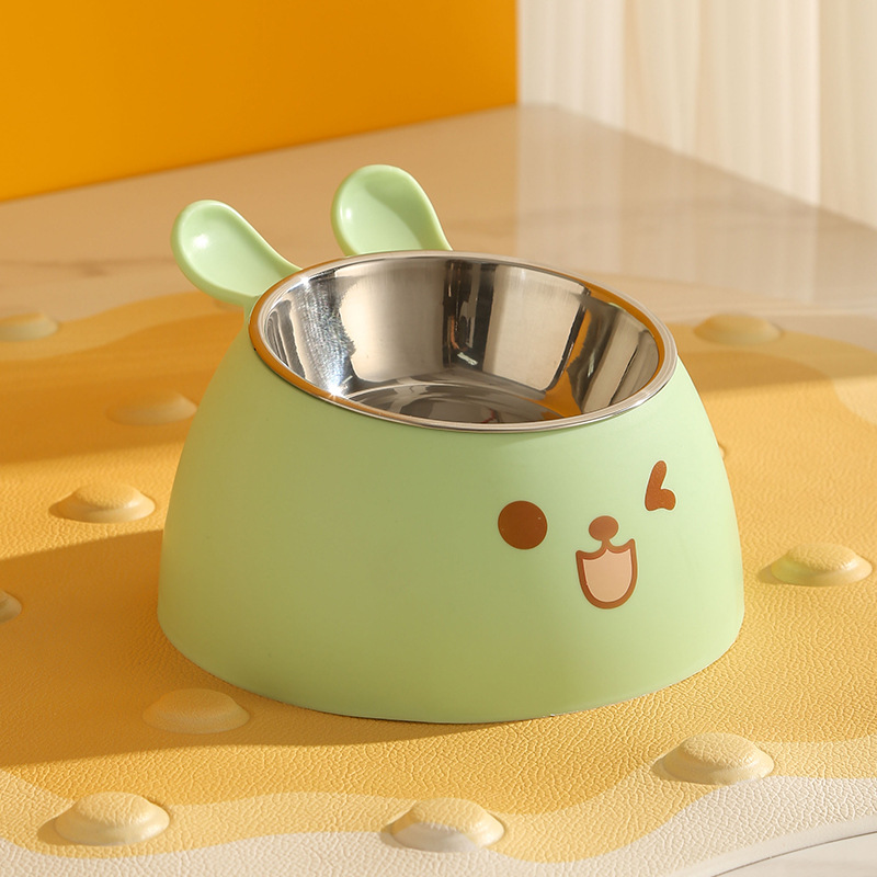 Cat Litter Box - Cat Food Bowl - Non-Slip Design - Pet Food Bowl - Plastic and Stainless Steel Design - Suitable for Cats and Small Dogs - Vegetable - Image 1