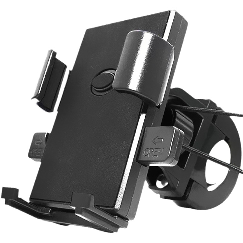 Phone Stand - Bike Phone Holder - Anti-slip Design - Lock in One Second - 360° Rotation - Suitable for Bicycle and Motorcycle Handlebars from 15mm to 28mm, Compatible with Smartphones from 4.7 to 7.1 Inches - Black - Image 1