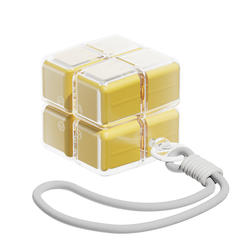 Medicine box - 7-day medicine box - Weekly pill box - Portable pill box for travel - Easy to open - 8 compartments - For storing vitamins and medicines - Yellow - Image 1