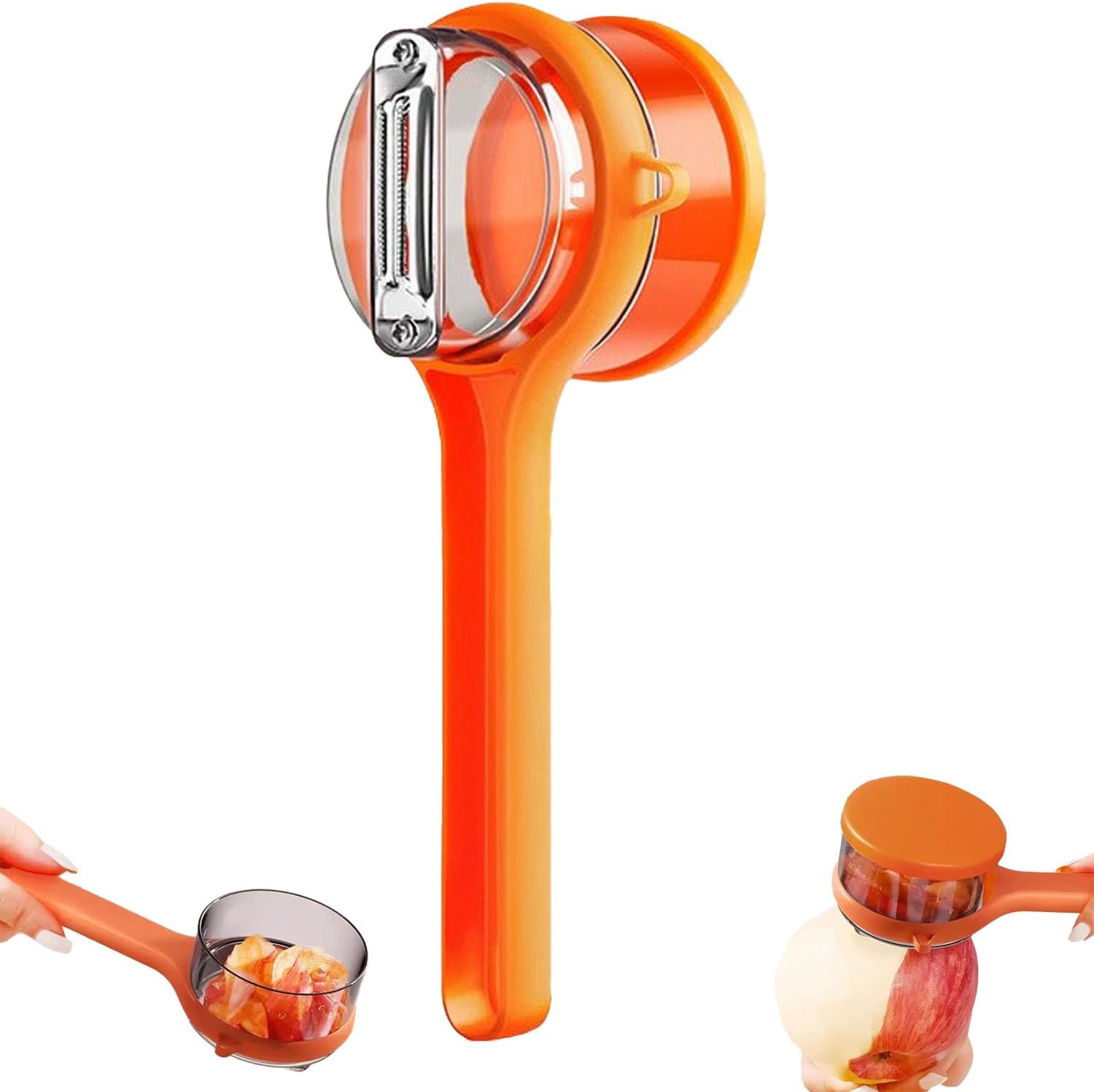 Vegetable Peeler - Fruit and Vegetable Peeler - with Storage Box - Safe and Efficient - Double-Sided Sharp Stainless Steel Blades - Easy to Clean - Process Fruits and Vegetables Easily and Conveniently - Set of 2 (Orange) - Image 1