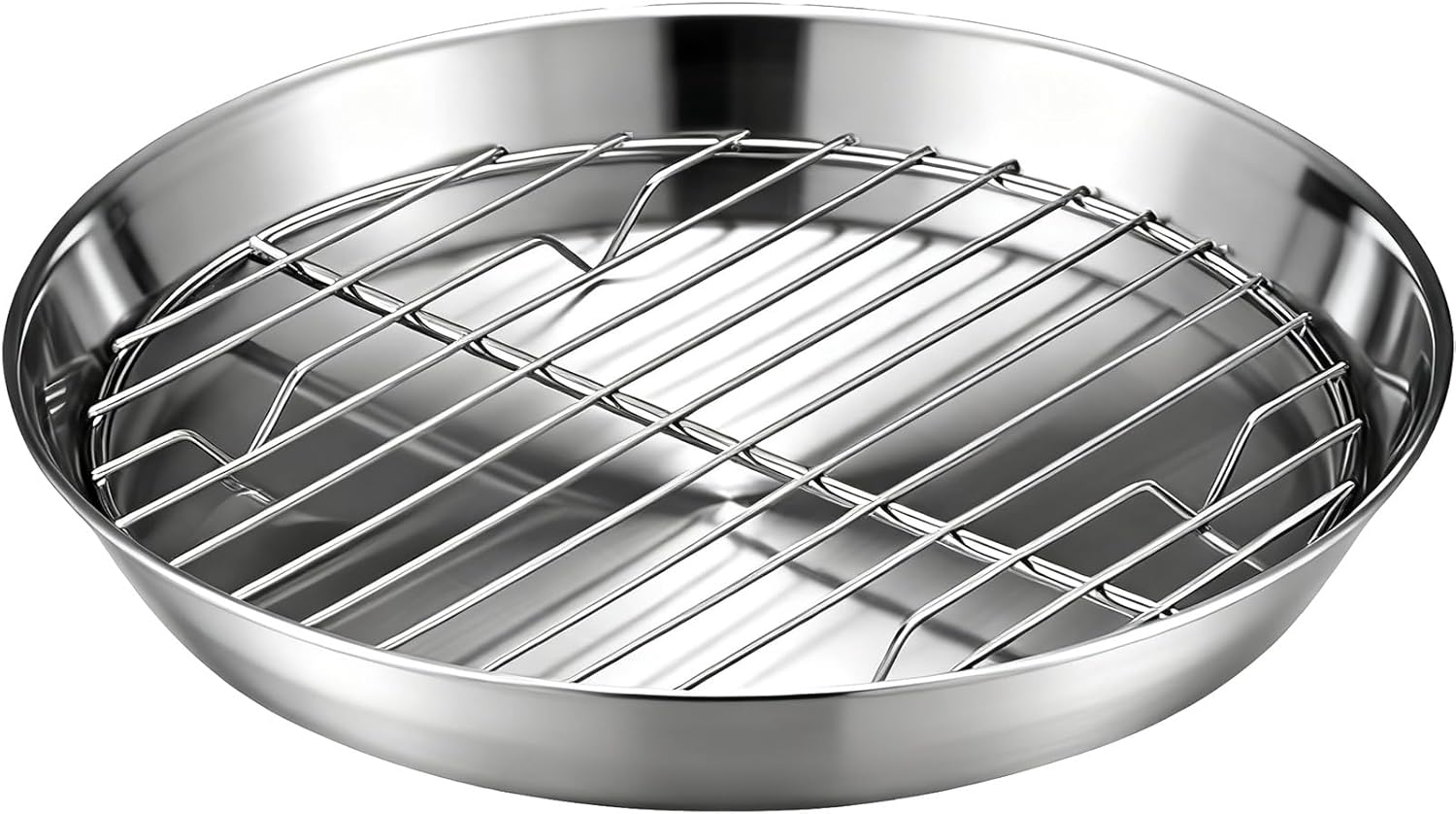 Baking tray for air fryer - Air fryer baking pan - Air fryer accessories - Baking tray with rack - Made of 304 stainless steel - 25 cm - Image 1