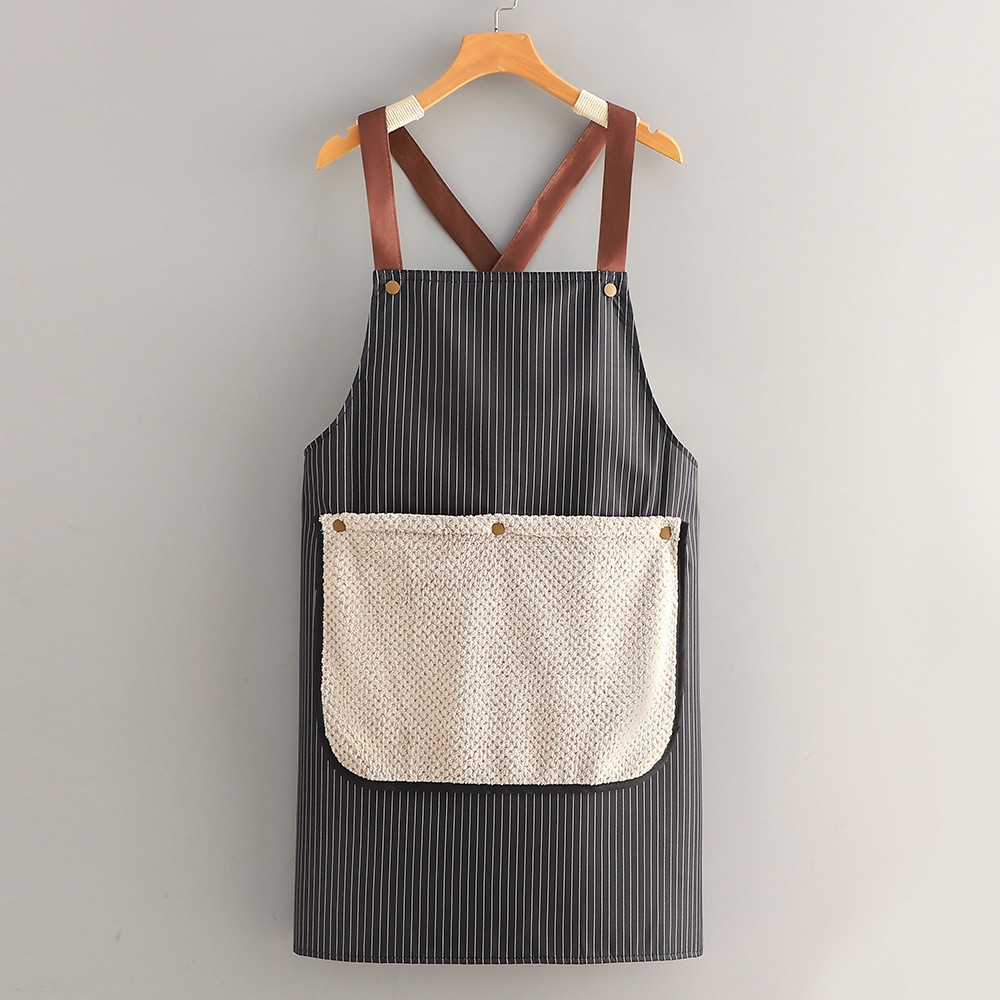 Apron - Kitchen Apron - Waterproof and Stain Resistant - Professional Cooking Apron - With Pockets and Removable Towels - Apron for Women and Men - Black - Image 1
