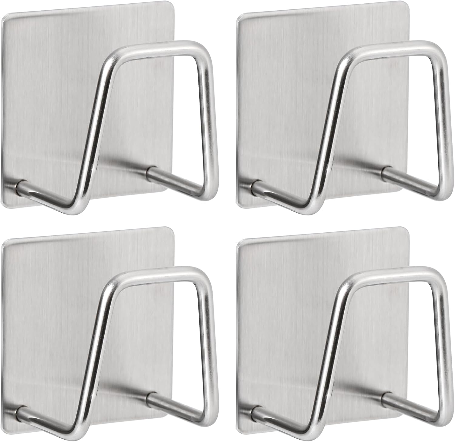 Storage Rack - Sponge Rack - Self-Adhesive - Waterproof - Stainless Steel Sponge Rack for the Sink - Sink Organizer - Dishcloth Holder - Suitable for Smooth Tiles, Painted Walls and Mirrors - Pack of 4 - Silver - Image 1