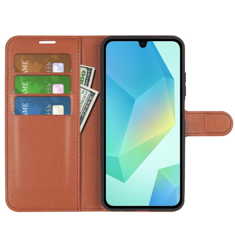 Compatible with Samsung Galaxy A17 5G Brown Horizontal Flip Stand Case Samsung Brown - Image 4